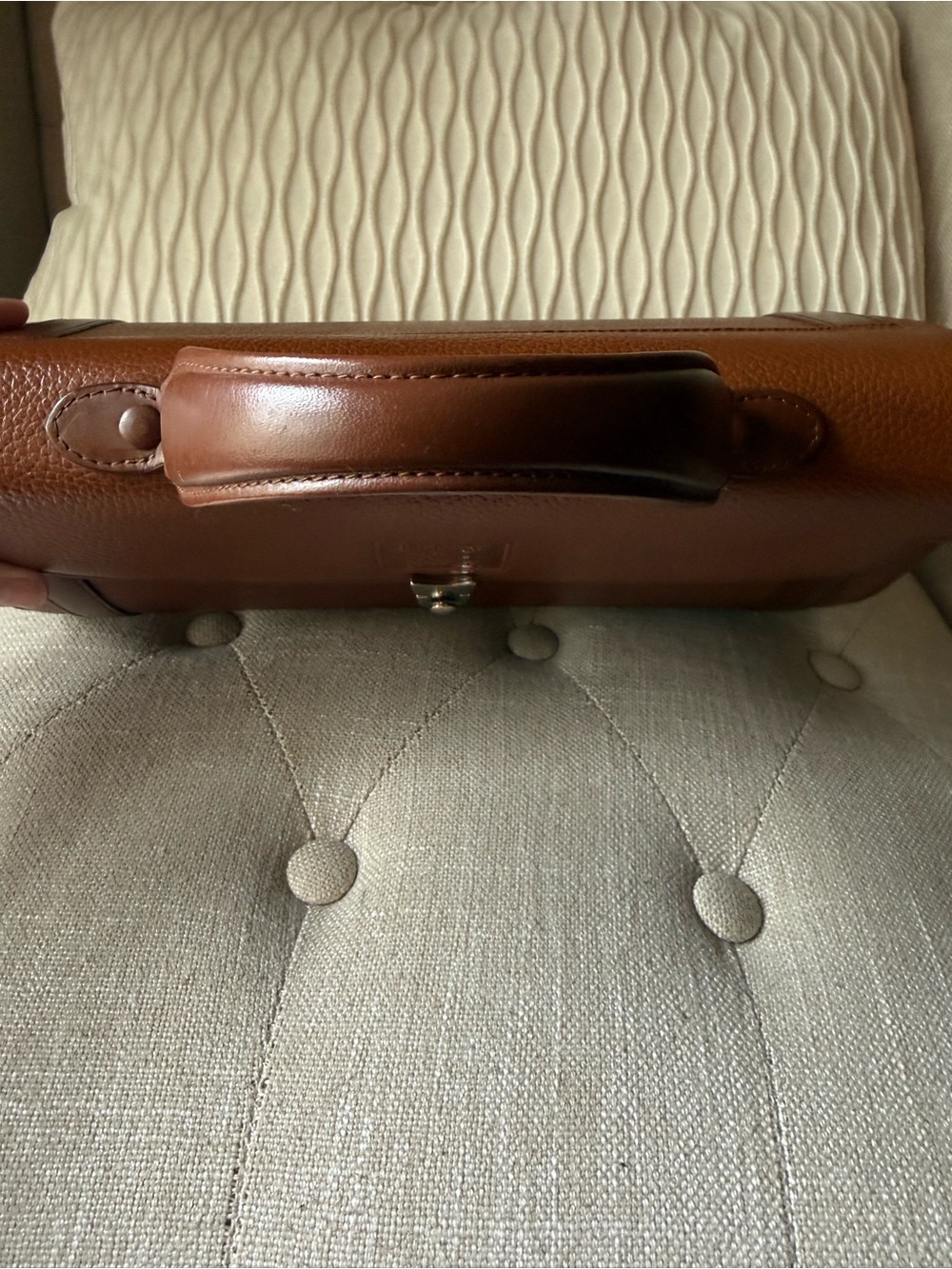 Vintage Burberrys Brown Pebbled Leather Top Handle Satchel Bag Check Lined - Picture 4 of 11